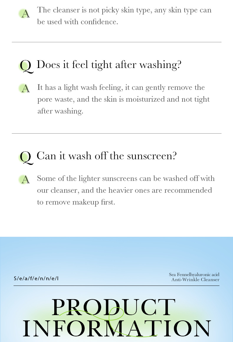 Cross-border foreign trade BIOAOUA Sea Fennel Hyaluronic Acid Anti-Wrinkle Facial Cleanser Hydrating and Moisturizing Gentle Oil-Control Facial Cleanser pic 14