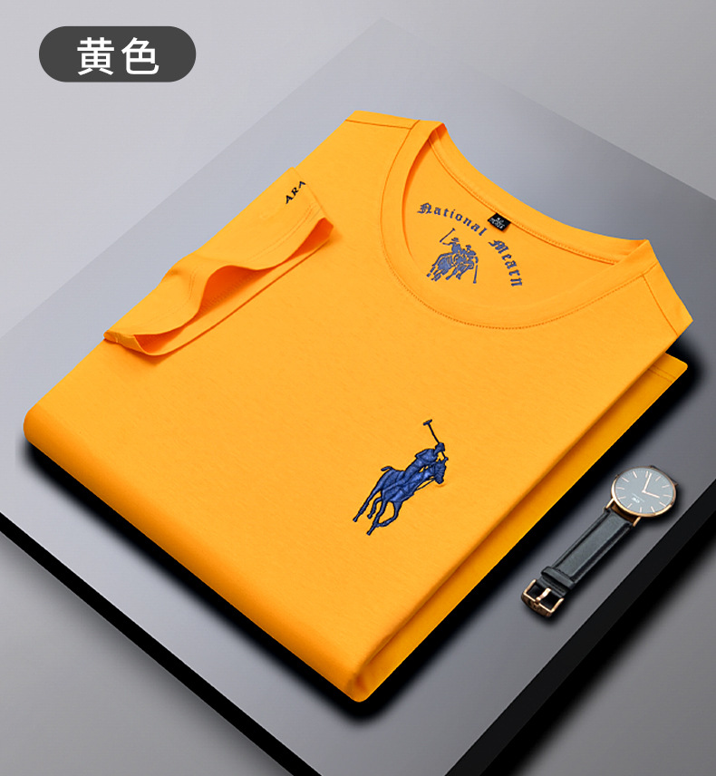 Runengboro verano 2024 nuevo estilo joven hombre camiseta cuello redondo manga corta jade seda bordado tendencia joven hombre camiseta pic 9