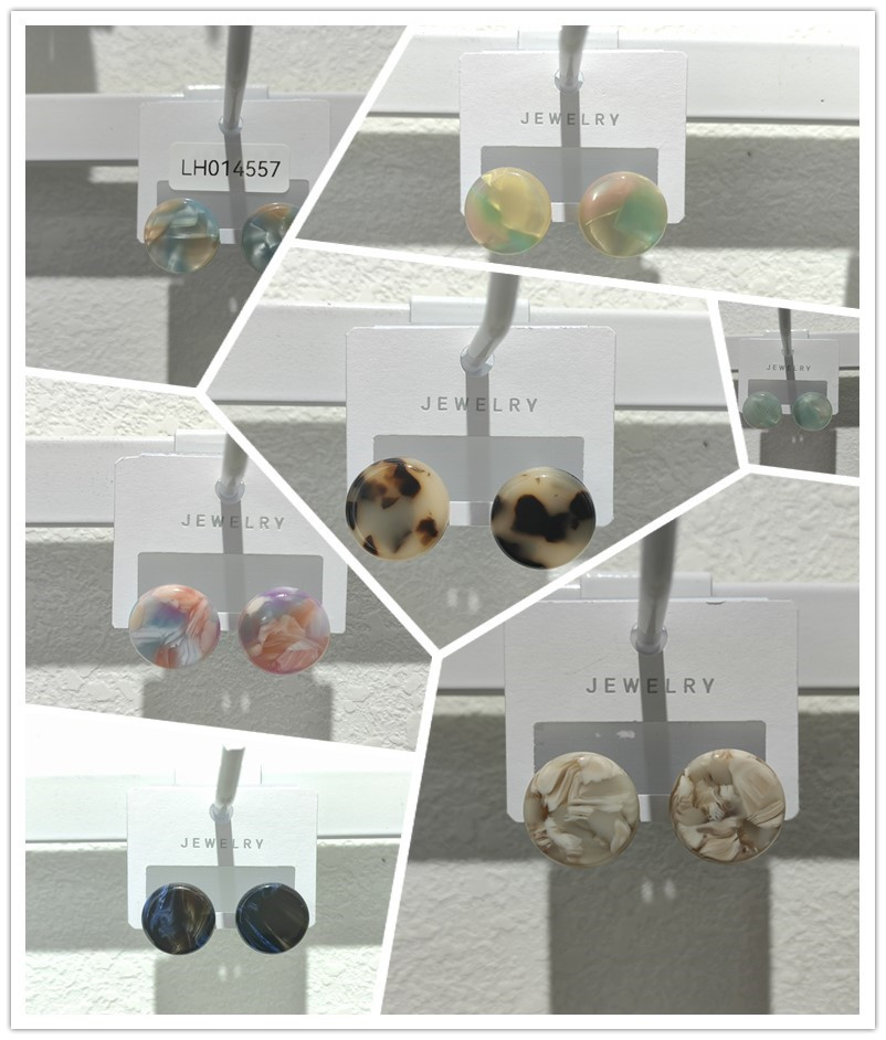 厂家直销醋酸C型经典款耳环简约时尚个性半透明花色耳坠耳饰品女详情1