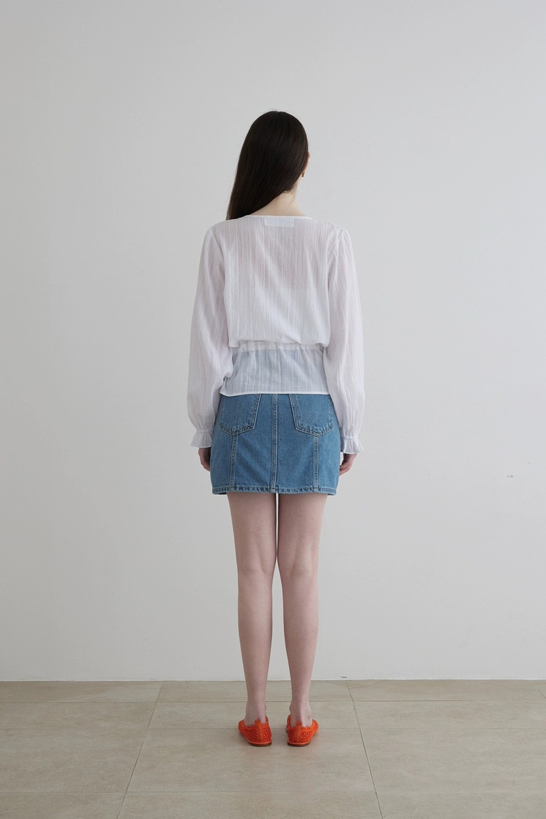 In-stock 2024 autumn new style, the same stylish bow tie drawstring shirt as Han So Hee from Dongdaemun, South Korea pic 46