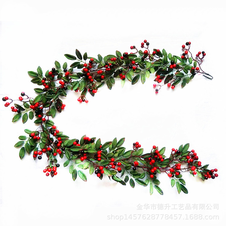 Cross-border e-commerce manufacturers supply hotel and shopping mall scene decorations, Christmas hanging ornaments, ornaments, red fruits, leaves and vines pic 10