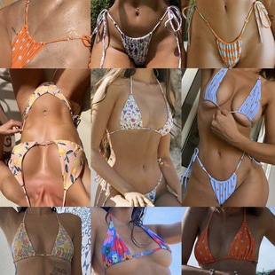 The 2020 new three-piece set of sexy printed bikini swimsuits for large-sized export from Africa, Europe and America pic 1