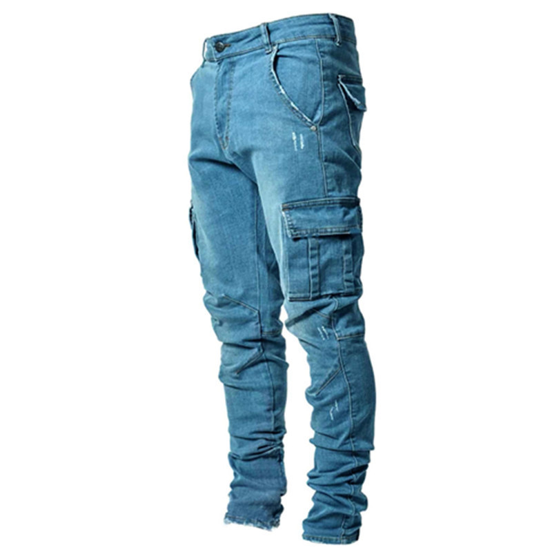 2022 New style of cross-border jeans for men with side pockets and small feet from Europe and America in stock pic 7