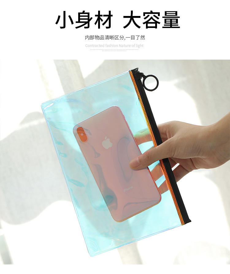 In-stock transparent matte PVC bags, colorful laser three-dimensional plastic zipper bags, cosmetic zipper packaging bags pic 6