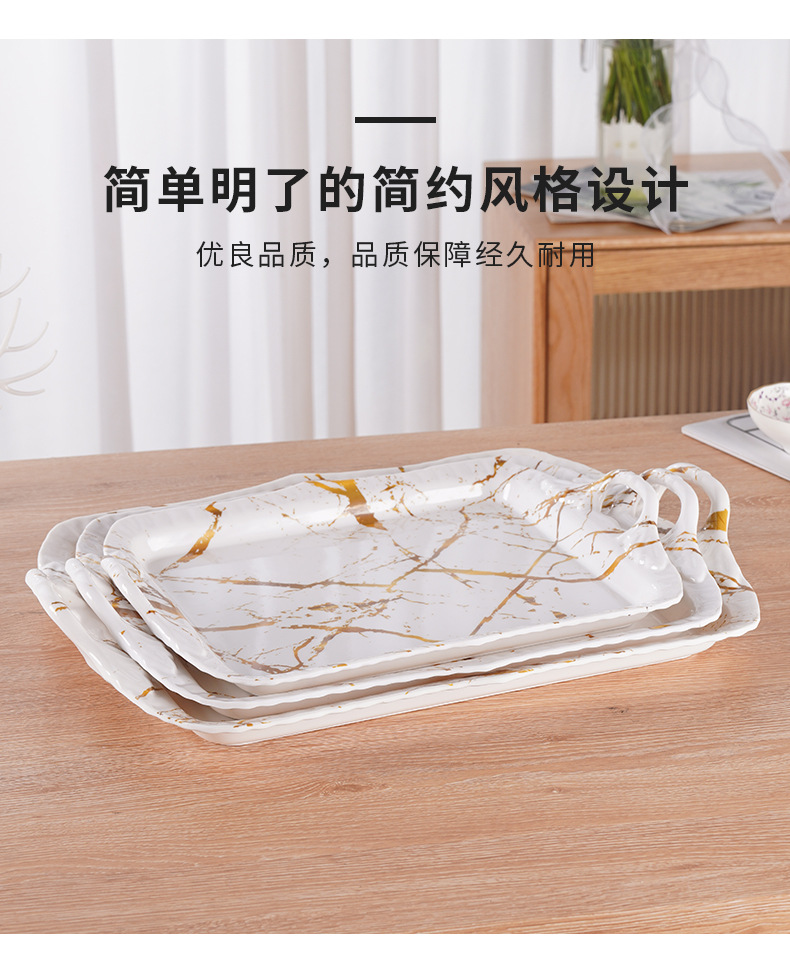 Bisauro rectangular marble tazas de té de metamina bandeja bandeja de vino taza de bebida bandeja de té de porcelana imitación de frutas bandeja pic 15