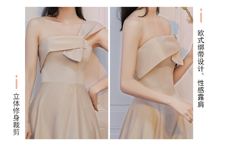 伴娘服2022年新款夏季姐妹团长裙平时可穿小众大码缎面礼服女详情26