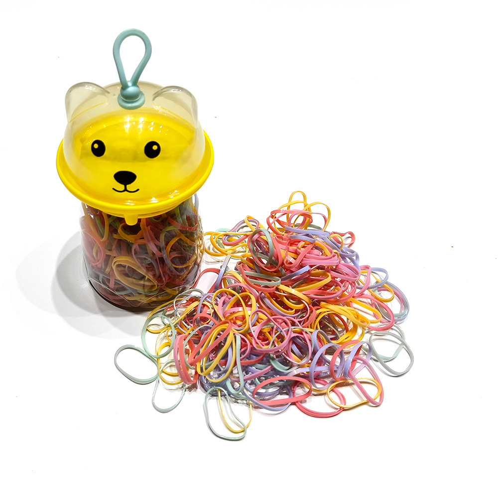 皮筋圈萌趣熊头瓶装彩色儿童小皮筋一次性发圈强拉不断发饰批发详情9