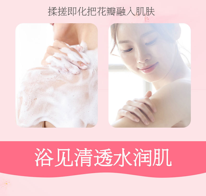 Wholesale Shiji Xinfu cherry blossom petal body wash, body lotion and body liquid, long-lasting fragrance, refreshing family set, one-piece consignment, street stall pic 4