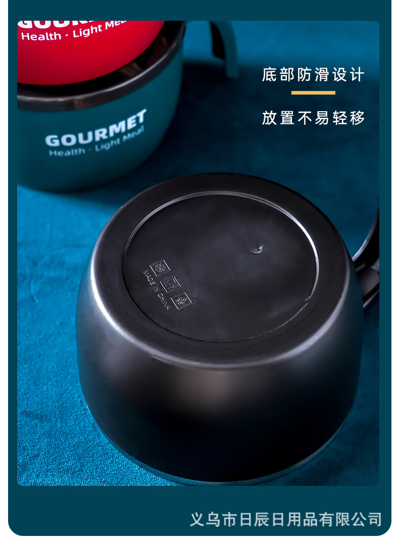 304不锈钢泡面碗可沥水 带盖宿舍日式可爱学生女食堂打饭碗快餐碗详情14