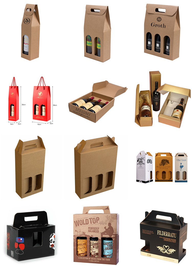The manufacturer prints high-end 6-bottle wine boxes, mini wine boxes, beer boxes, foldable portable corrugated paper boxes pic 11