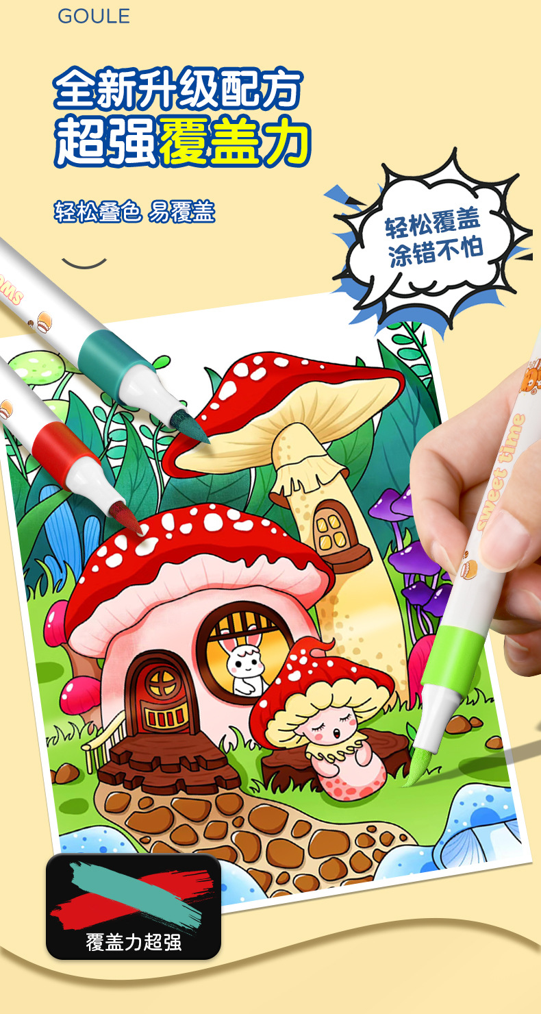儿童丙烯马克笔套装学生美术专用水性彩笔 diy绘画软头水彩笔批发详情6