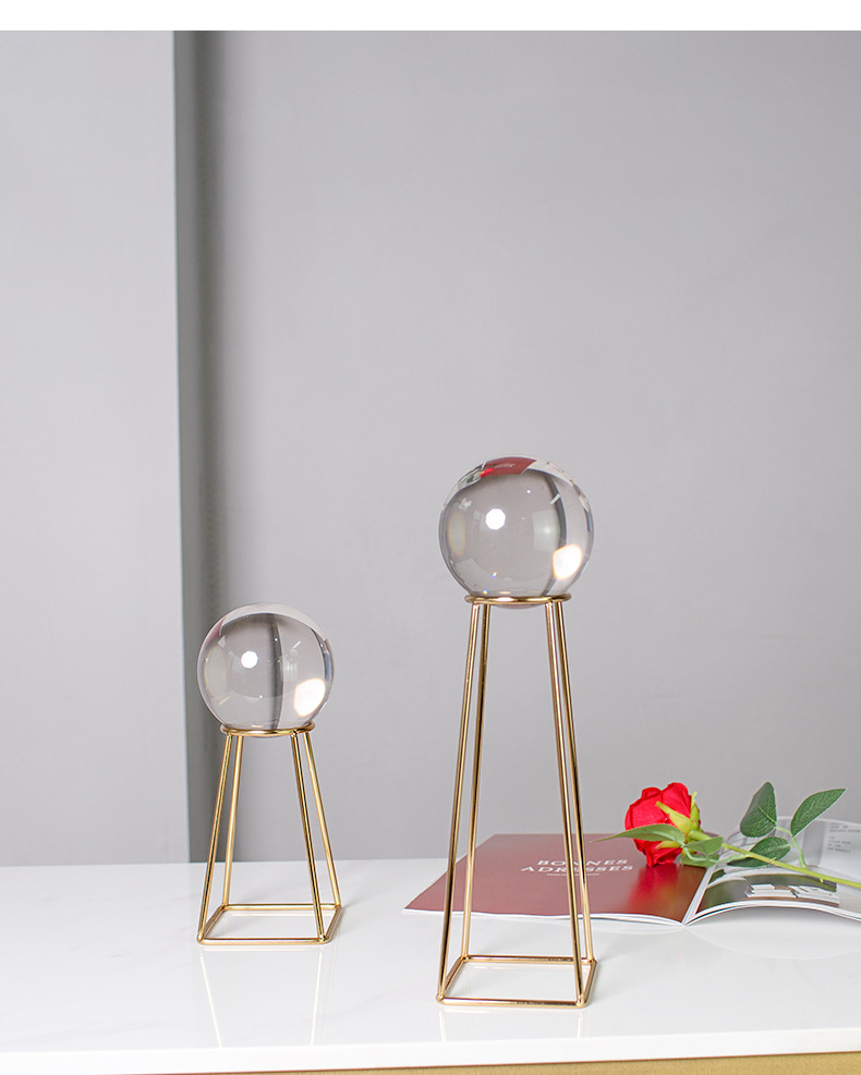 Modern home model room decoration, crystal ball ornaments, metal shelves, modern creative decorative items for study rooms and offices pic 28