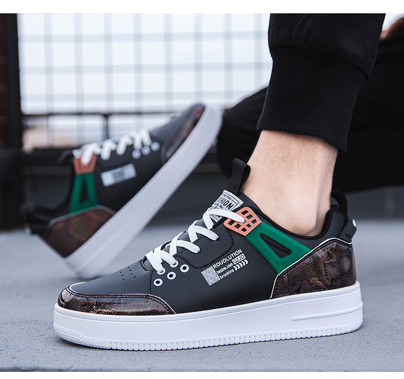 国潮时尚板鞋青年低帮皮面休闲运动潮鞋2022春季新款直播男鞋批发详情6