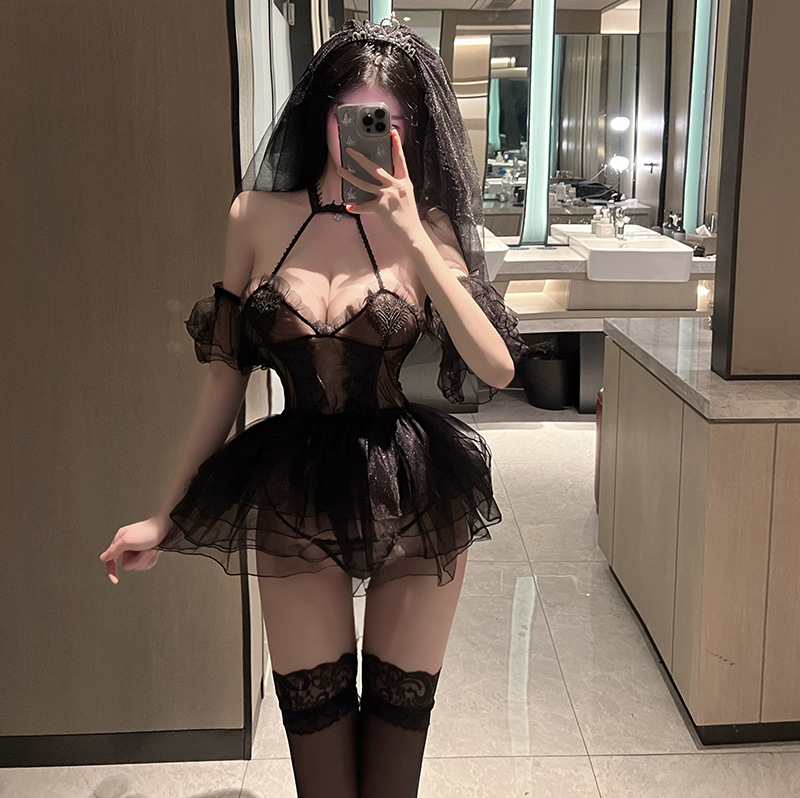 小胸情趣内衣聚拢显大火辣新娘装露乳睡衣女蕾丝制服性感纯欲激情详情9