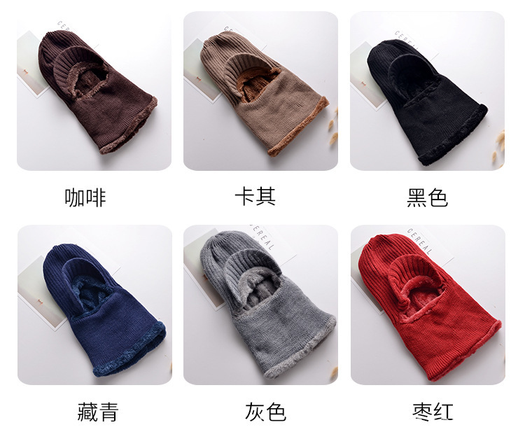秋冬鸭舌针织套头帽 加长加厚护脖骑车防风护耳帽 加绒连体土匪帽详情12
