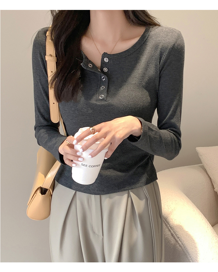 实拍设计感短款打底衫2022秋冬新款韩版螺纹棉长袖T恤女修身上衣详情22
