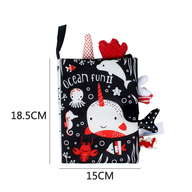 Tail cloth books, toy books, baby cloth books, sound paper enlightenment books, black and white red cloth books pic 2