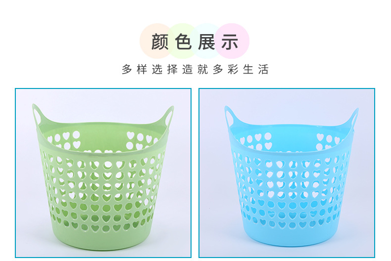 Factory wholesale household plastic storage baskets, simple dirty clothes storage baskets, circular grid hand-held dirty clothes baskets pic 5