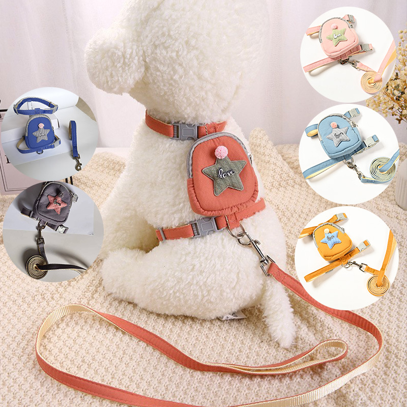 跨境新品宠物胸背带背心式猫咪小型犬安全防挣脱胸背牵引绳厂批发详情2