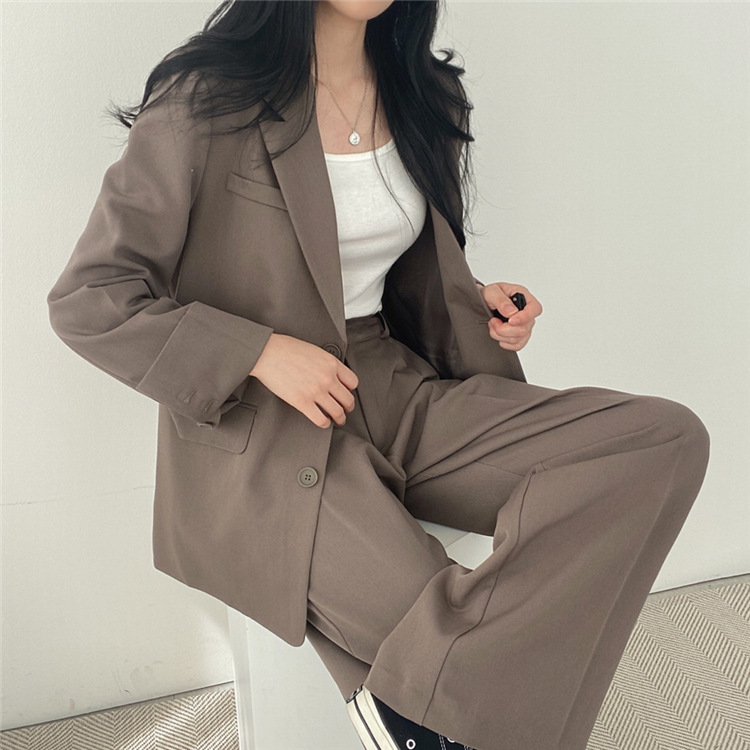 卡其色西装外套女2023新款春秋季韩版小西服套装女士休闲气质上衣详情4
