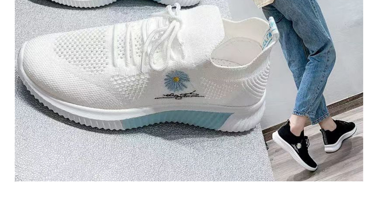 2022新款女士夏季休闲运动鞋飞织网鞋时尚潮流小白鞋舒适透气单鞋详情2