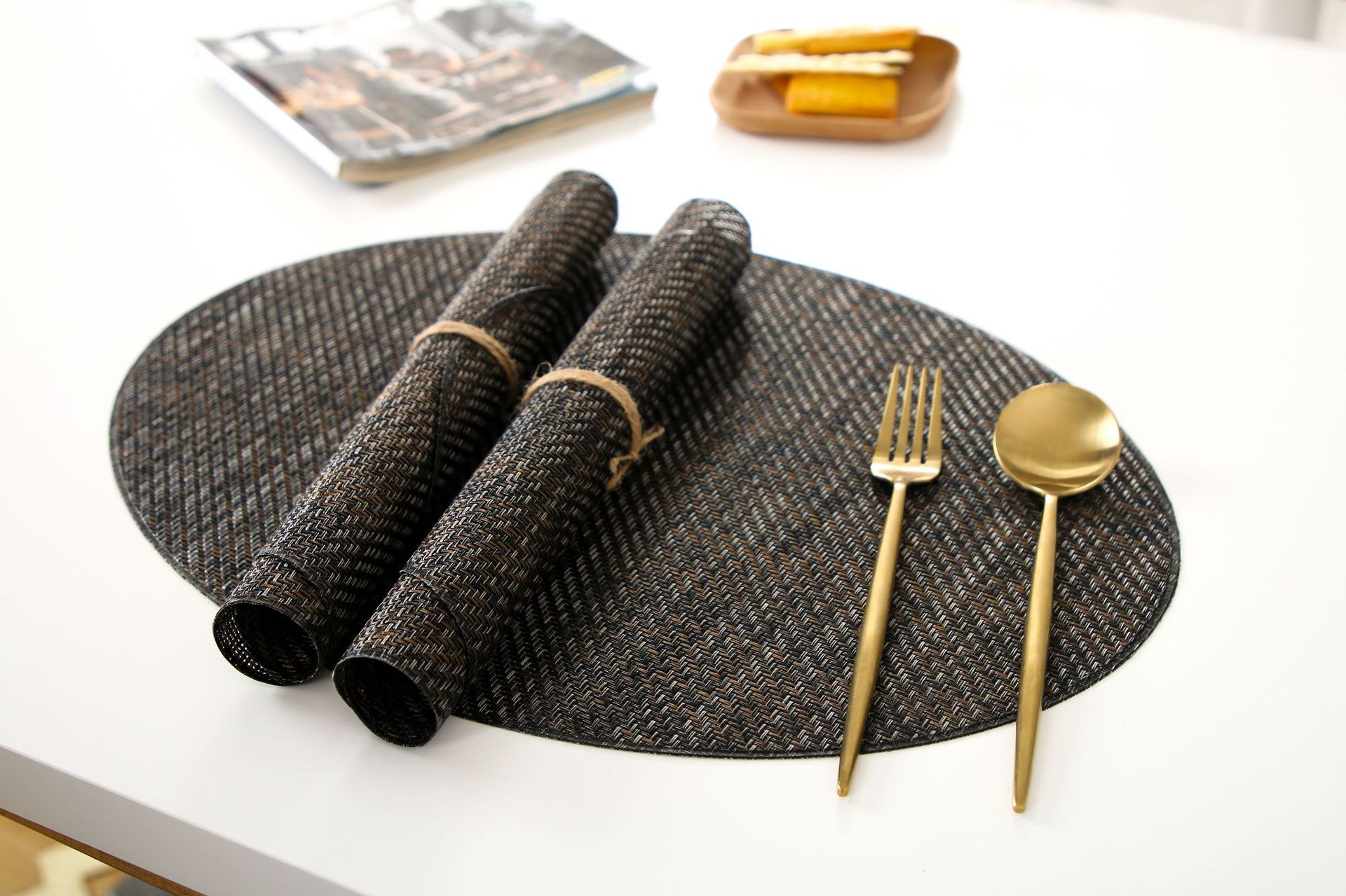 Coffee table MATS, table MATS, Japanese-style PVC simple oval table MATS, striped tablecloths, tablecloths, bowl MATS, heat insulation MATS, table MATS pic 30
