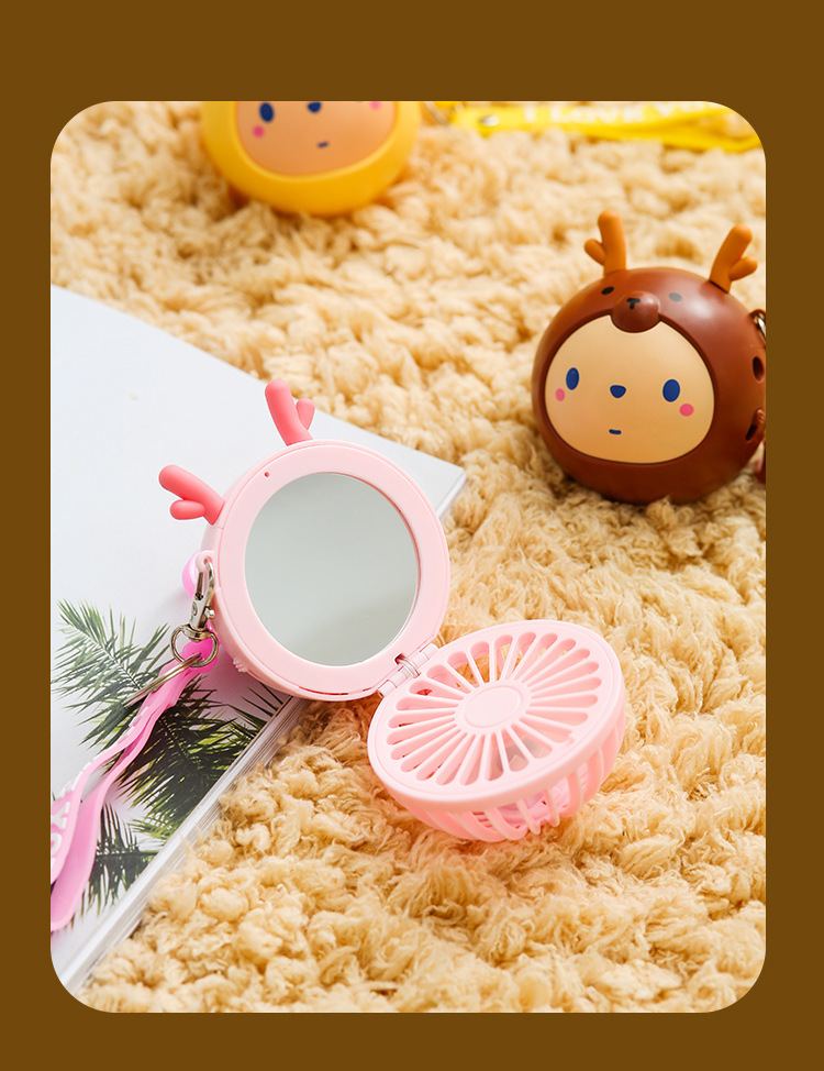 2022萌宠美妆镜迷你USB小风扇户外便携口袋钥匙扣小风扇礼品小风扇详情5