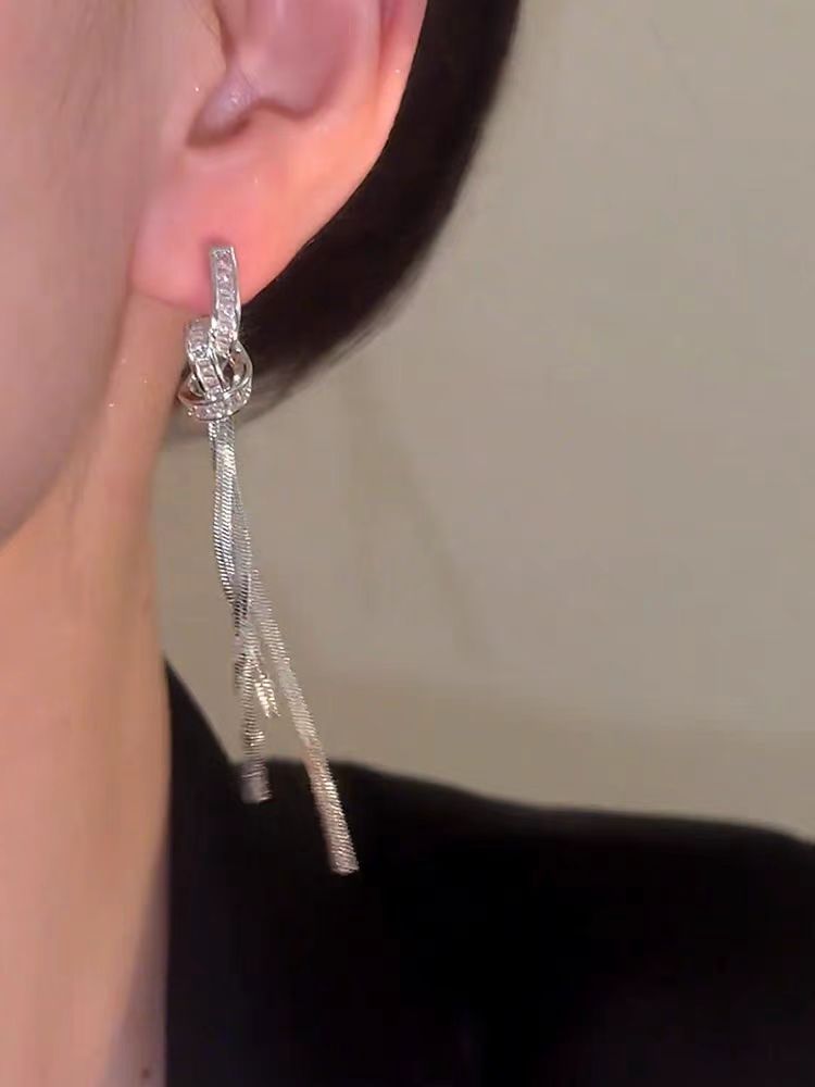 长款流苏耳环女轻奢高级感纯银针耳坠2024新款爆款独特气质耳饰品详情4