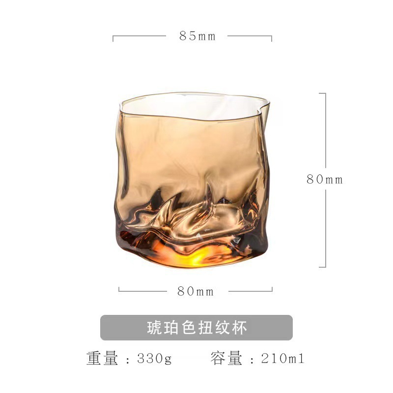 High appearance level twisty cup, ins style whisky transparent wine glass, home glass cup, popular origami cup, irregular-shaped water cup pic 9