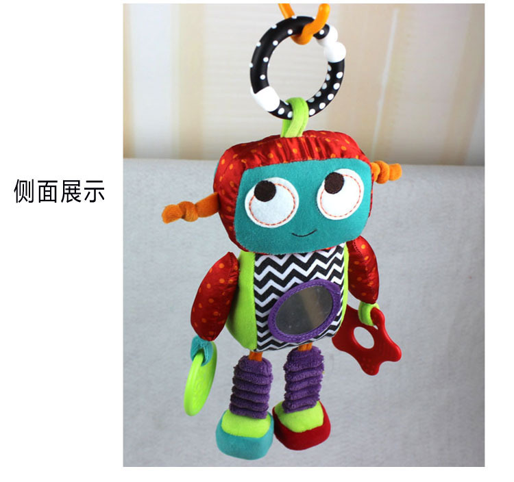 Robot baby stroller, hand-cranked bell, baby comfort, 3-6-12 months early education, educational toy, key pendant pic 6