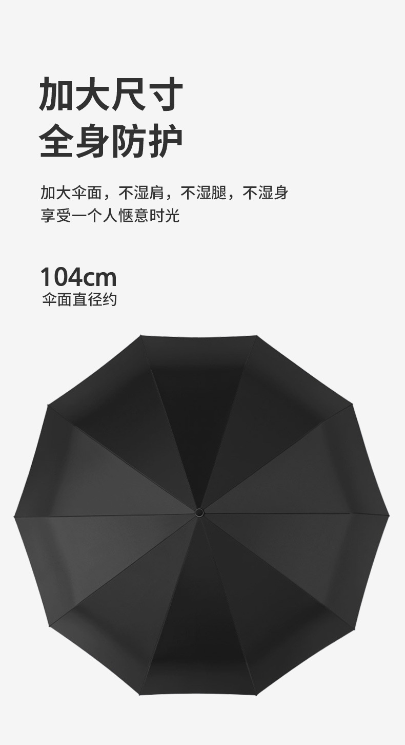 Wholesale in large quantities of cross-border fully automatic umbrellas with logo printing, black rubber sun protection umbrellas, three-fold camping portable folding umbrellas pic 11