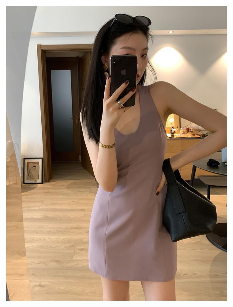 NTASYSKINSC 嫣高实穿自留90s复古时髦深U背心连衣裙裤防走光详情2