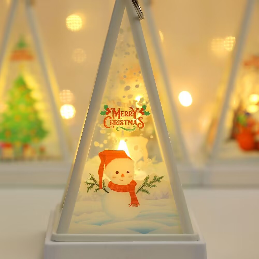 New Christmas decorations: Hand-held triangular wind lamps, night lights, pendants, LED electronic candles, candlestick lights pic 21