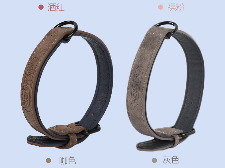 Cross-border hot-selling pet collars, dog PU collars, medium and large-sized dog neck covers, and leash collars are available for wholesale in stock pic 16