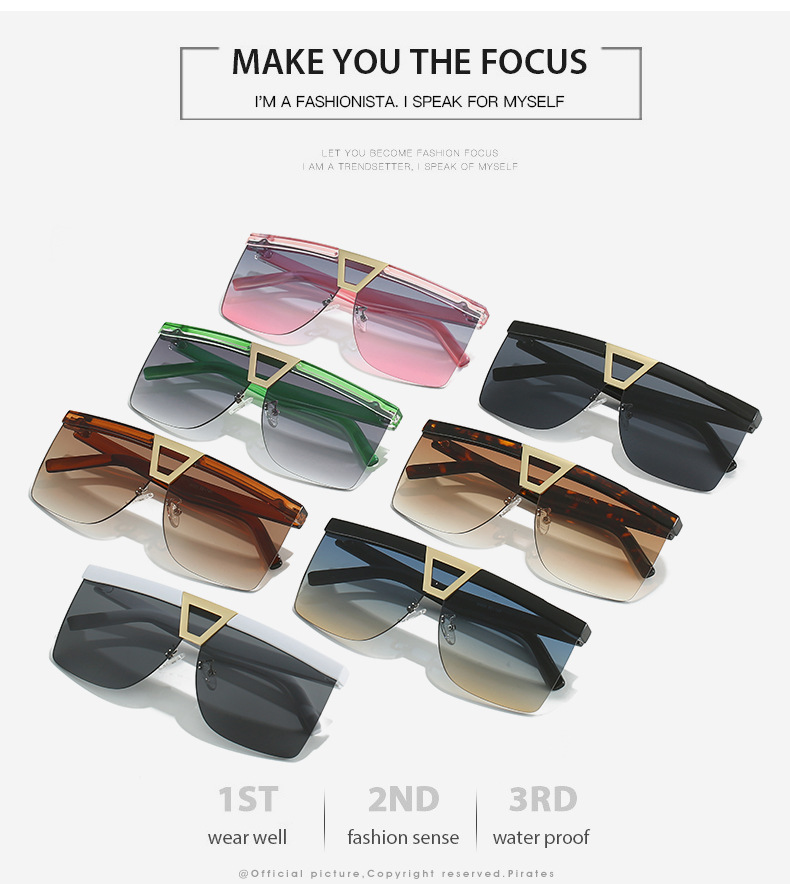 2023跨境新款太阳镜 个性半框百搭精致眼镜男 网红同款大框墨镜女详情3