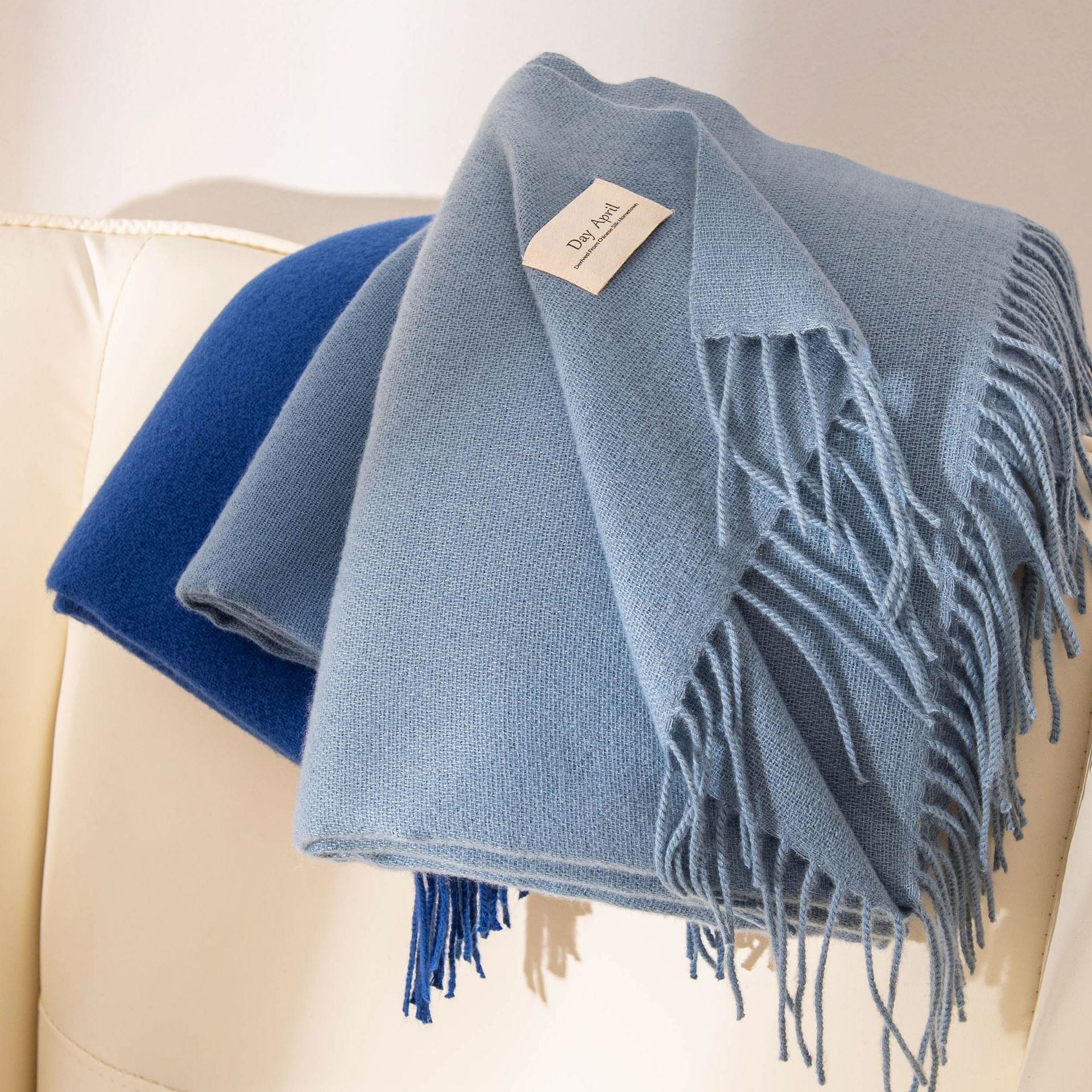 New autumn and winter Ankela red scarf for women, a high-end and versatile faux cashmere scarf in solid color, a warm scarf shawl pic 28