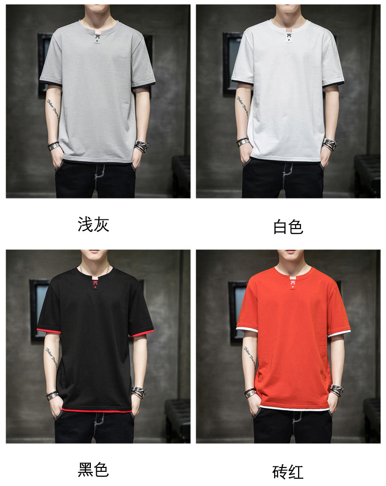 Short-sleeved T-shirt for men, Korean style, summer loose cotton T-shirt, cross-border new style, student bottom layer, half-sleeved shirt pic 69