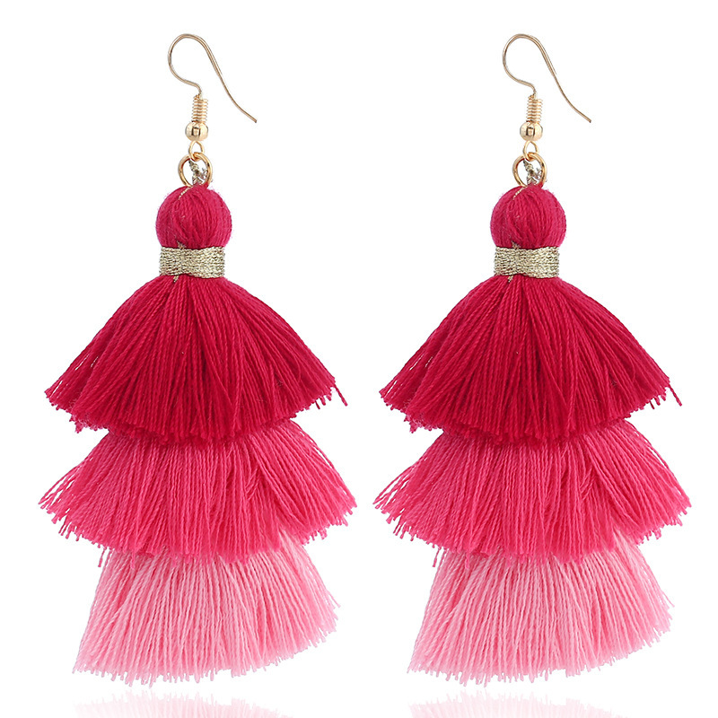 New cross-border earrings from Europe and America: Barbie pink best-selling set, rose red geometric versatile summer earrings for women with a vacation style pic 35