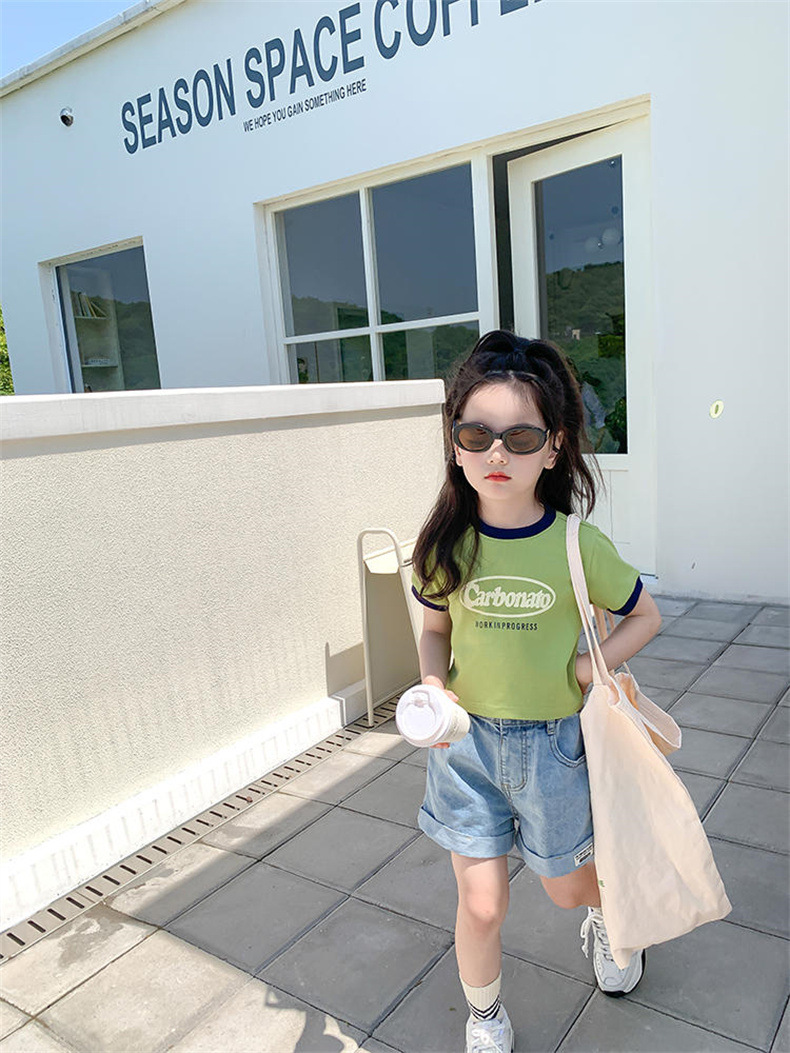 女童夏款短袖T恤女宝宝莫代尔印花卡通童装儿童圆领薄款面膜上衣详情5