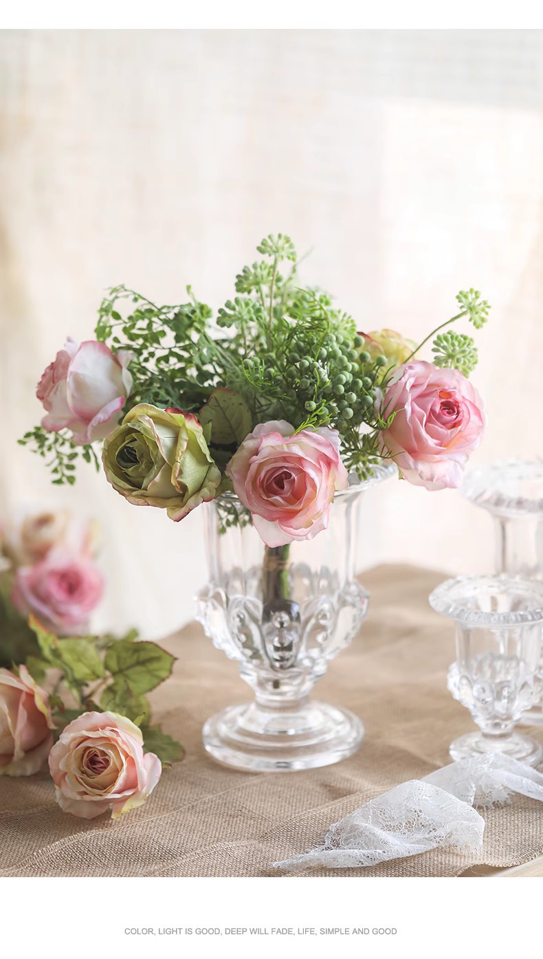 北欧ins高颜值罗马高脚风灯透明玻璃花瓶水养鲜花插花器餐桌摆件详情12