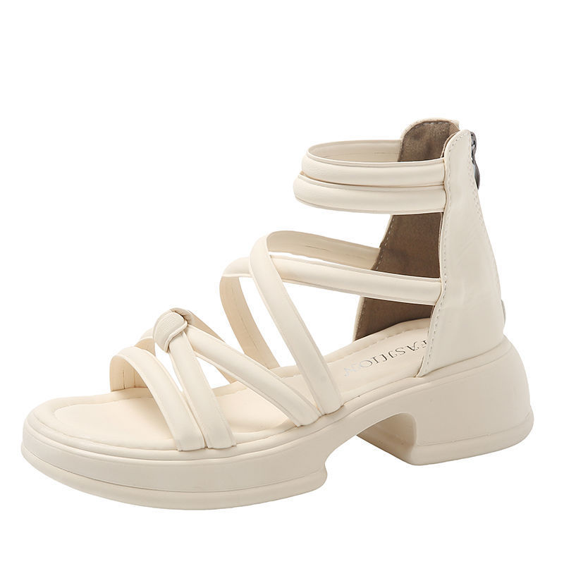 罗马凉鞋女夏季2024年新款平底防滑外穿沙滩鞋百搭黑色缕空凉靴潮详情35