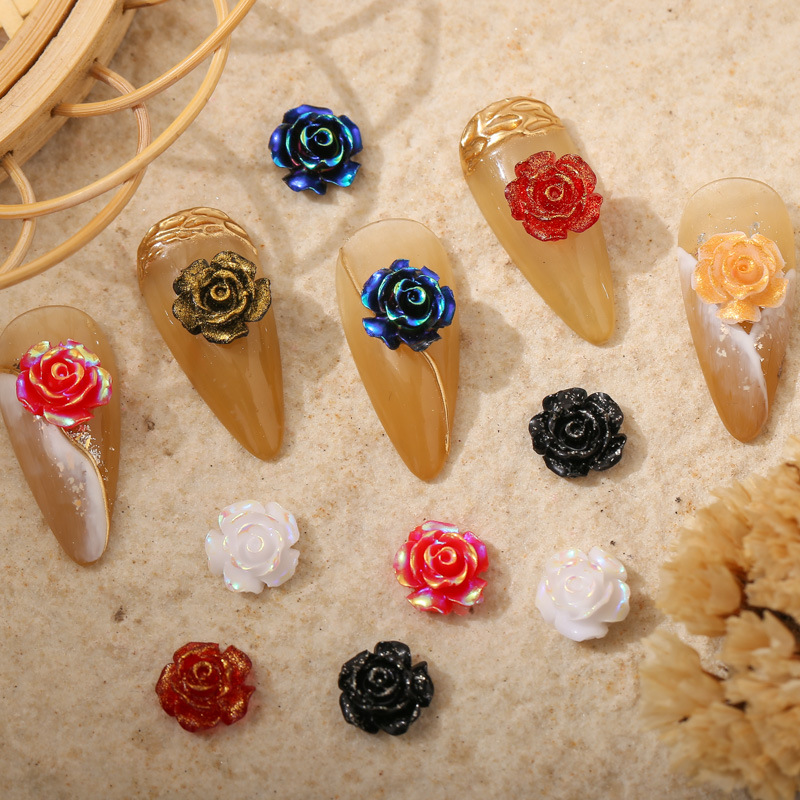 爆款美甲山茶花幻彩金色立体中国风炫彩珍珠漆摩卡小雏菊树脂饰品详情2