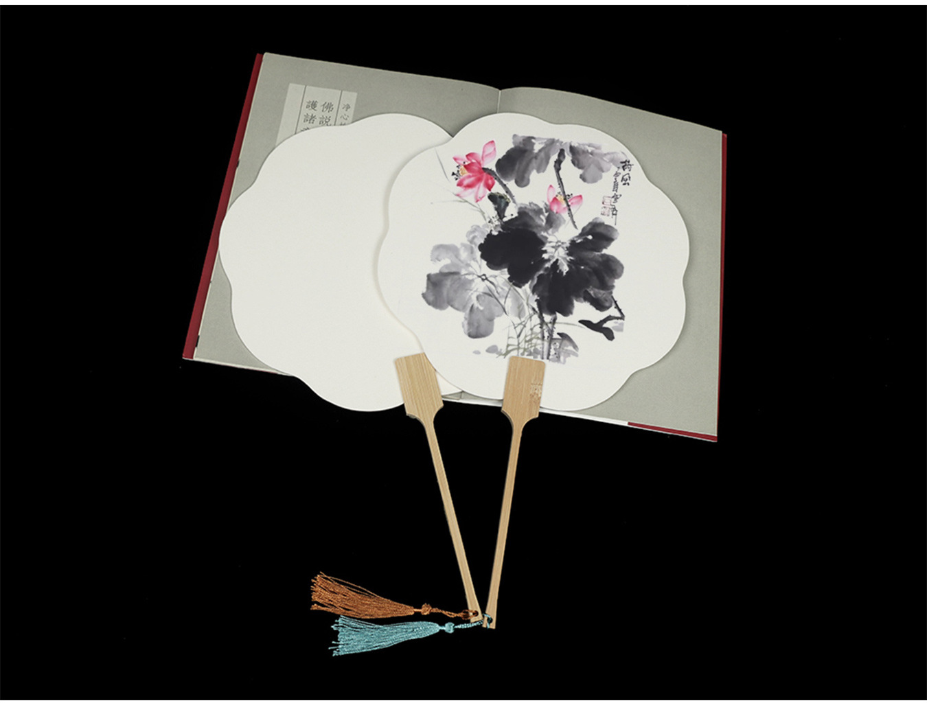 生宣团扇双面加厚宣纸空白卡纸扇手绘国画书法diy长柄扇子批发详情2