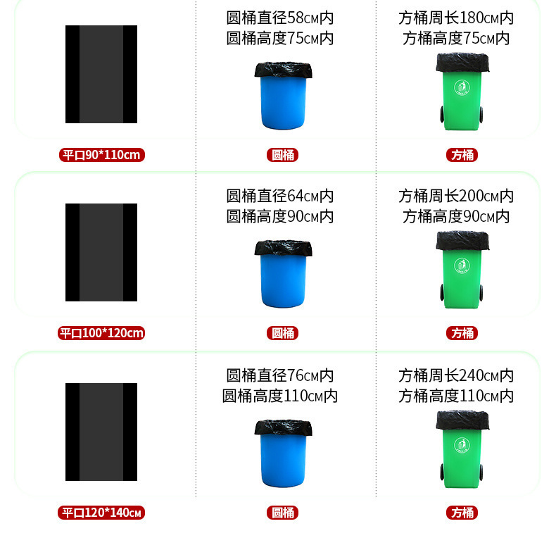 Large garbage bags, commercial thickened flat-mouthed vest bags, wholesale of black large plastic bags for sanitation, property management, hotels and hospitals pic 6