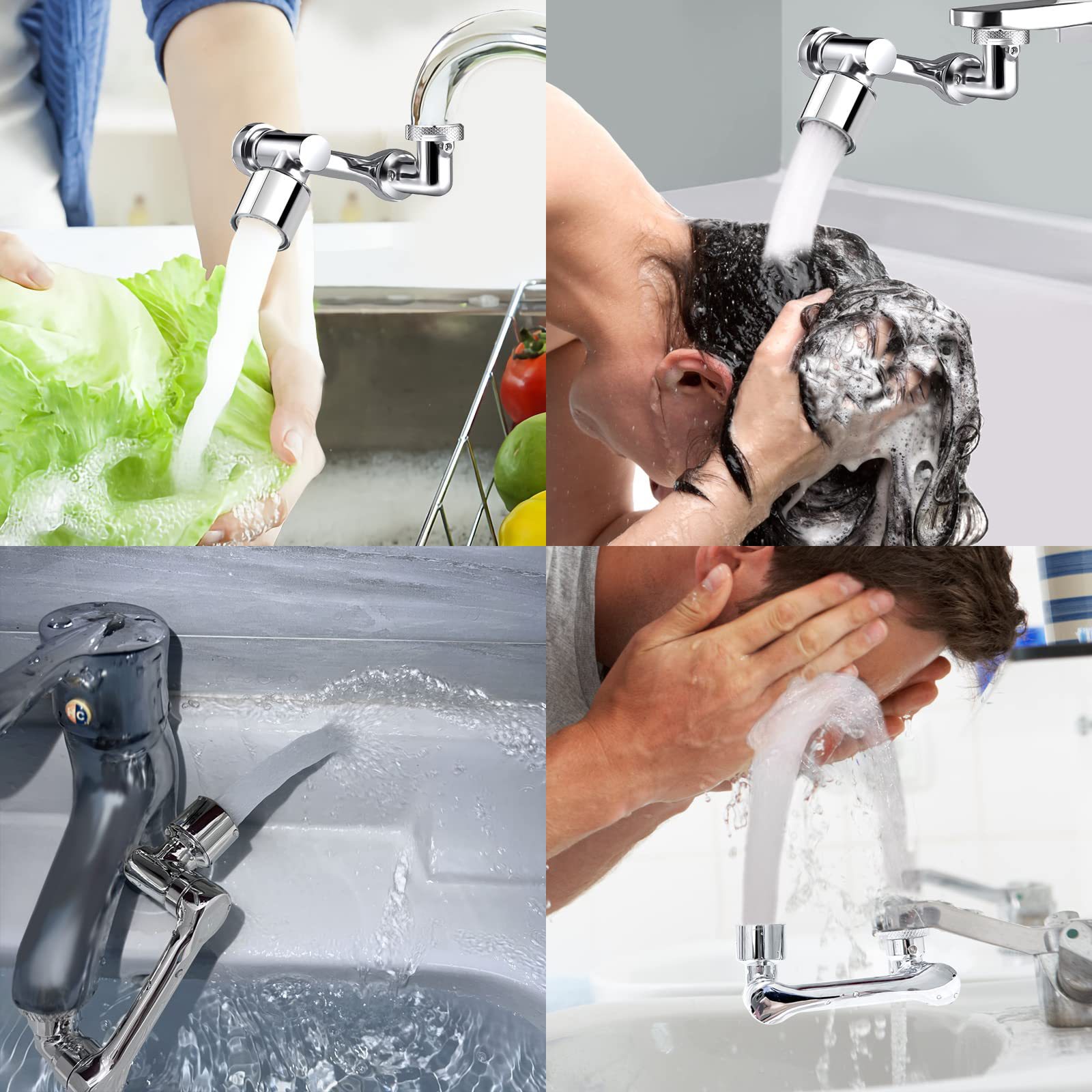 Mechanical arm universal faucet aerator, washbasin, 1080-degree rotating faucet, bathroom splash-proof faucet for washing up pic 2