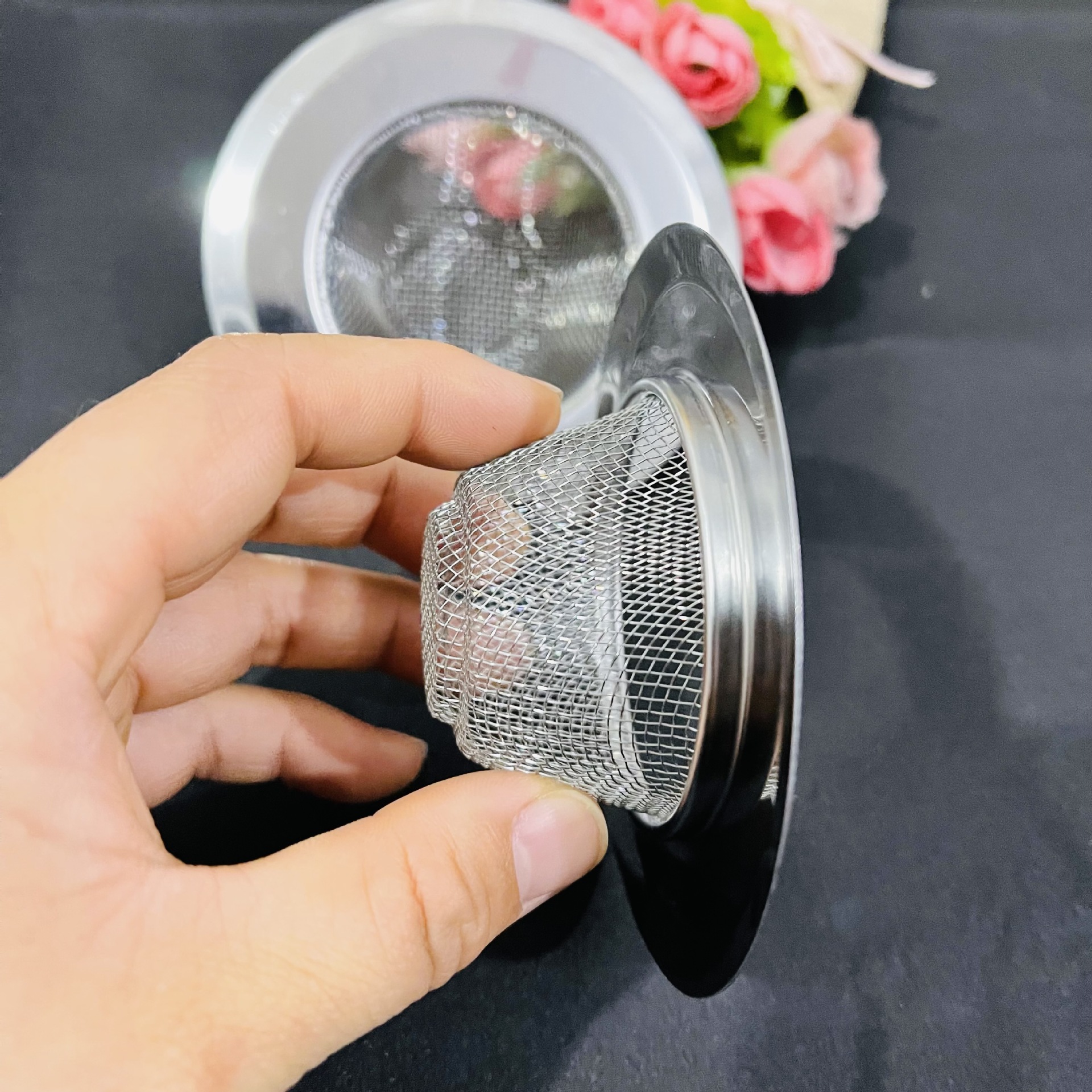 9 cm large stainless steel floor drain, sink, sink screen, sink, kitchen waste filter screen, sink anti-clogging pic 2