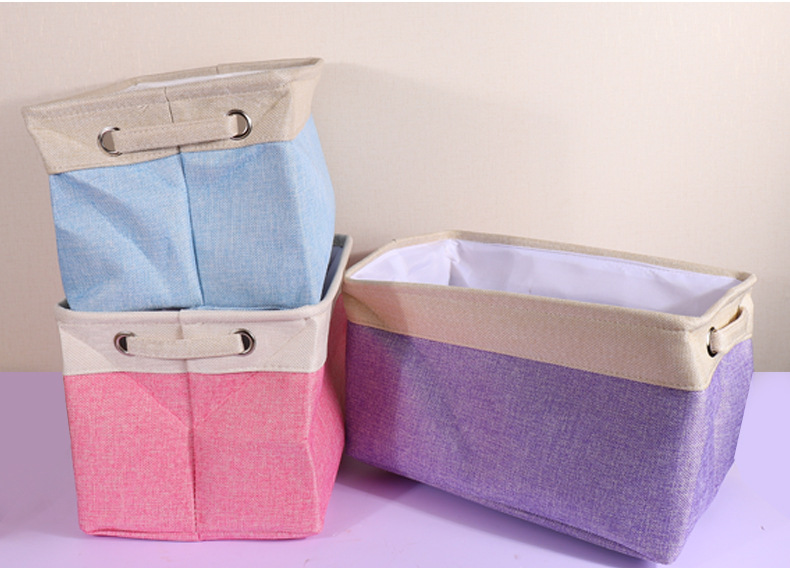 收纳篮加厚双层防潮防尘棉麻杂物收纳筐脏衣篓可折叠编织收纳筐详情2