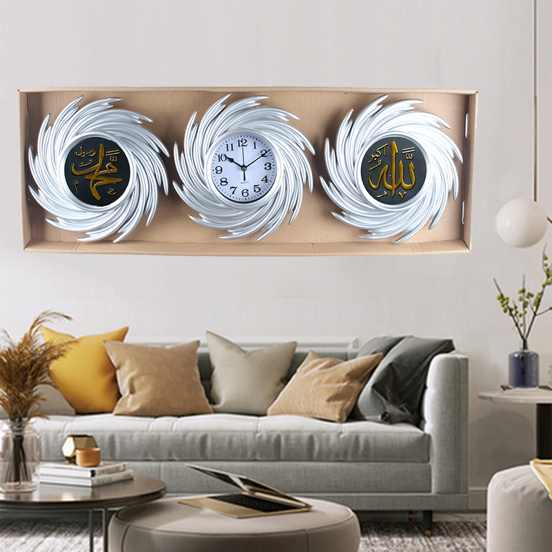 European, American and Arabic gilded living room wall clock, household watch, sofa background wall clock, modern and simple wall clock, three-in-one wall clock pic 8