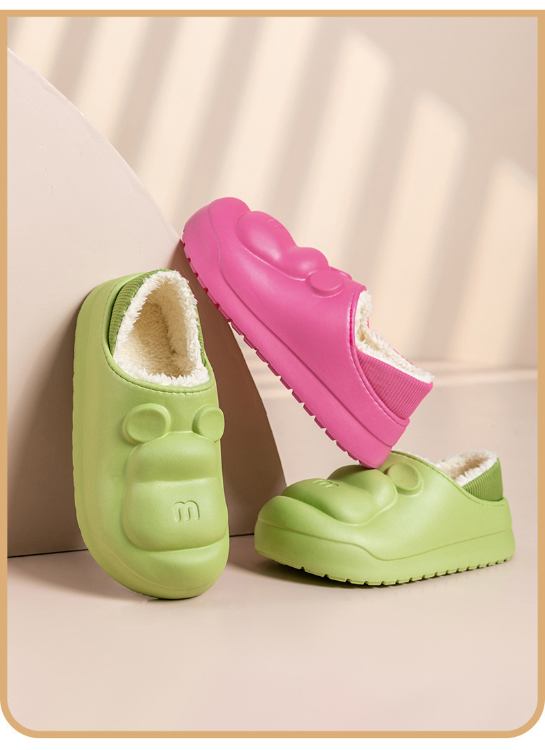 防水秋冬季棉拖鞋小熊简约可爱居家保暖情侣毛绒拖鞋批发实惠厚底详情20