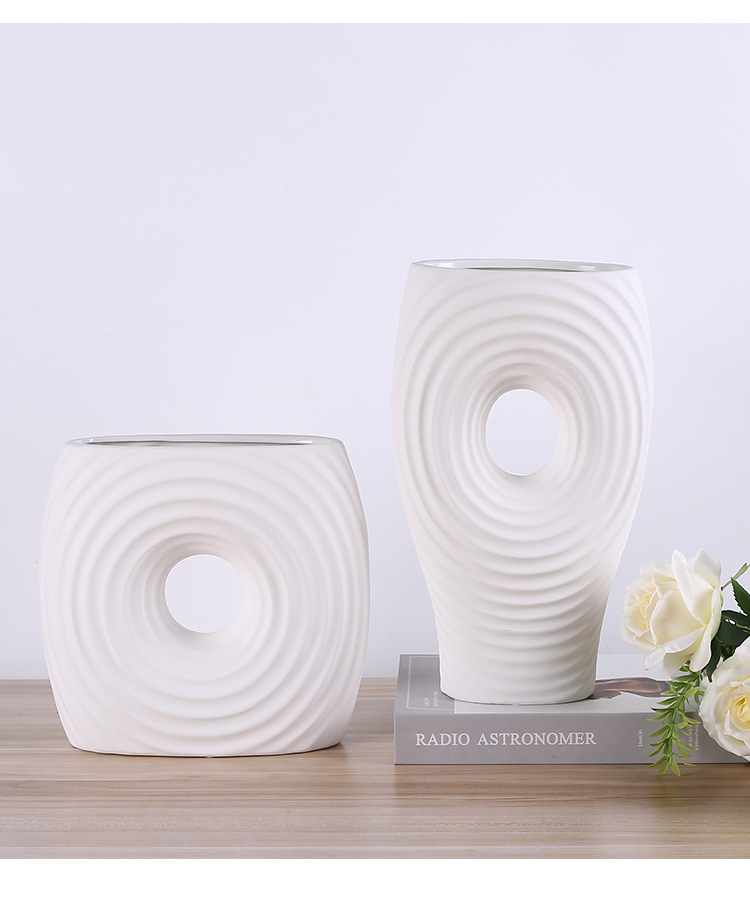 2025 New Nordic modern and simple white ceramic vase decoration, home living room model room flower arrangement, artificial flower table decoration, home decoration art, new Chinese style good items pic 13